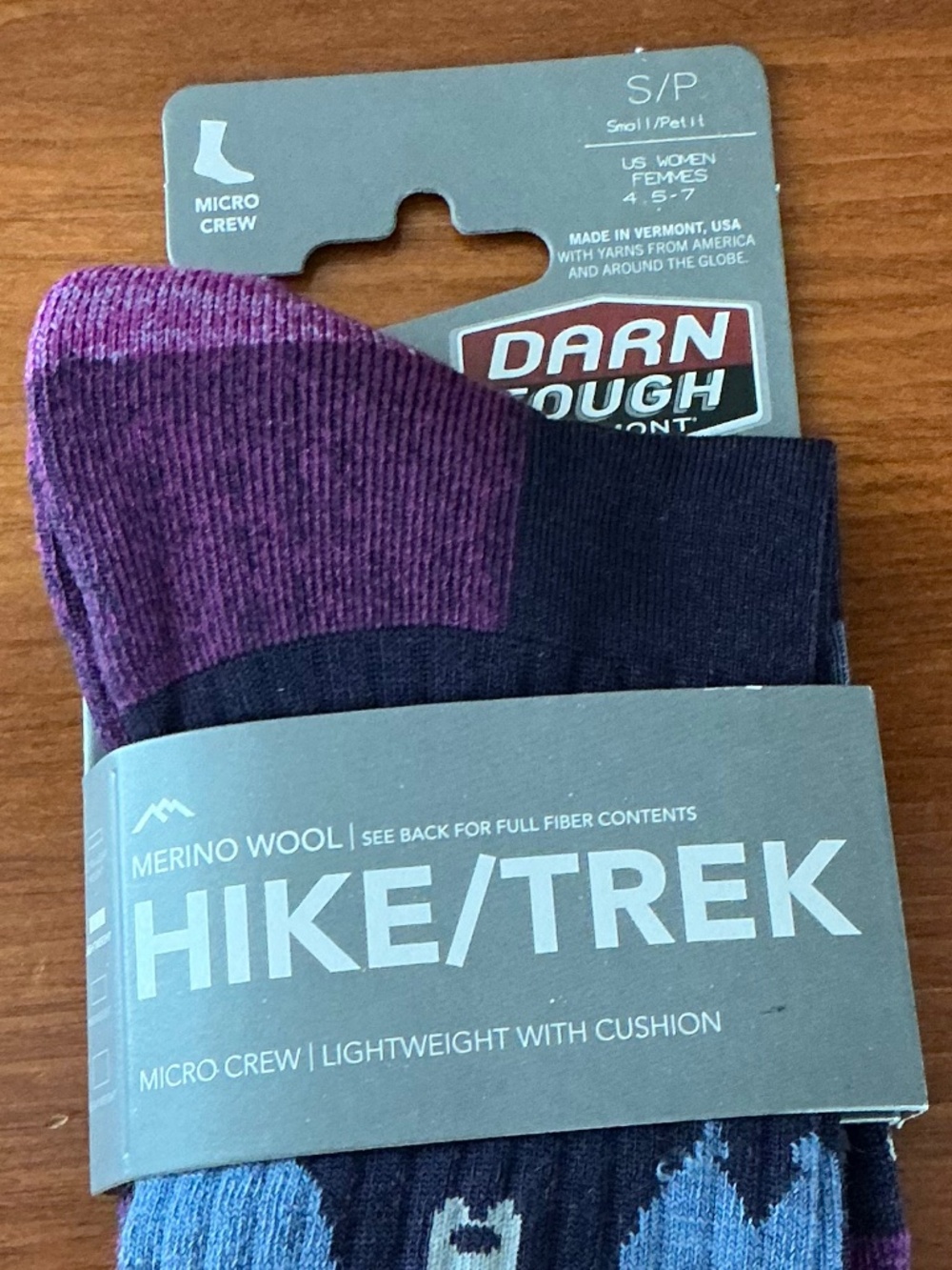 Darn Tough Hike Trek Micro Crew Socks Lightweight Hiking Bears - Picture 3 of 8